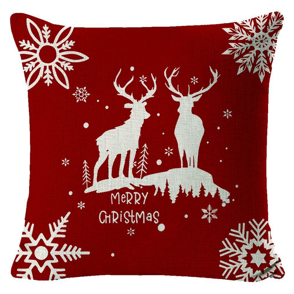 Elk Printing Linen Pillow Cover | Rustic Holiday Decor