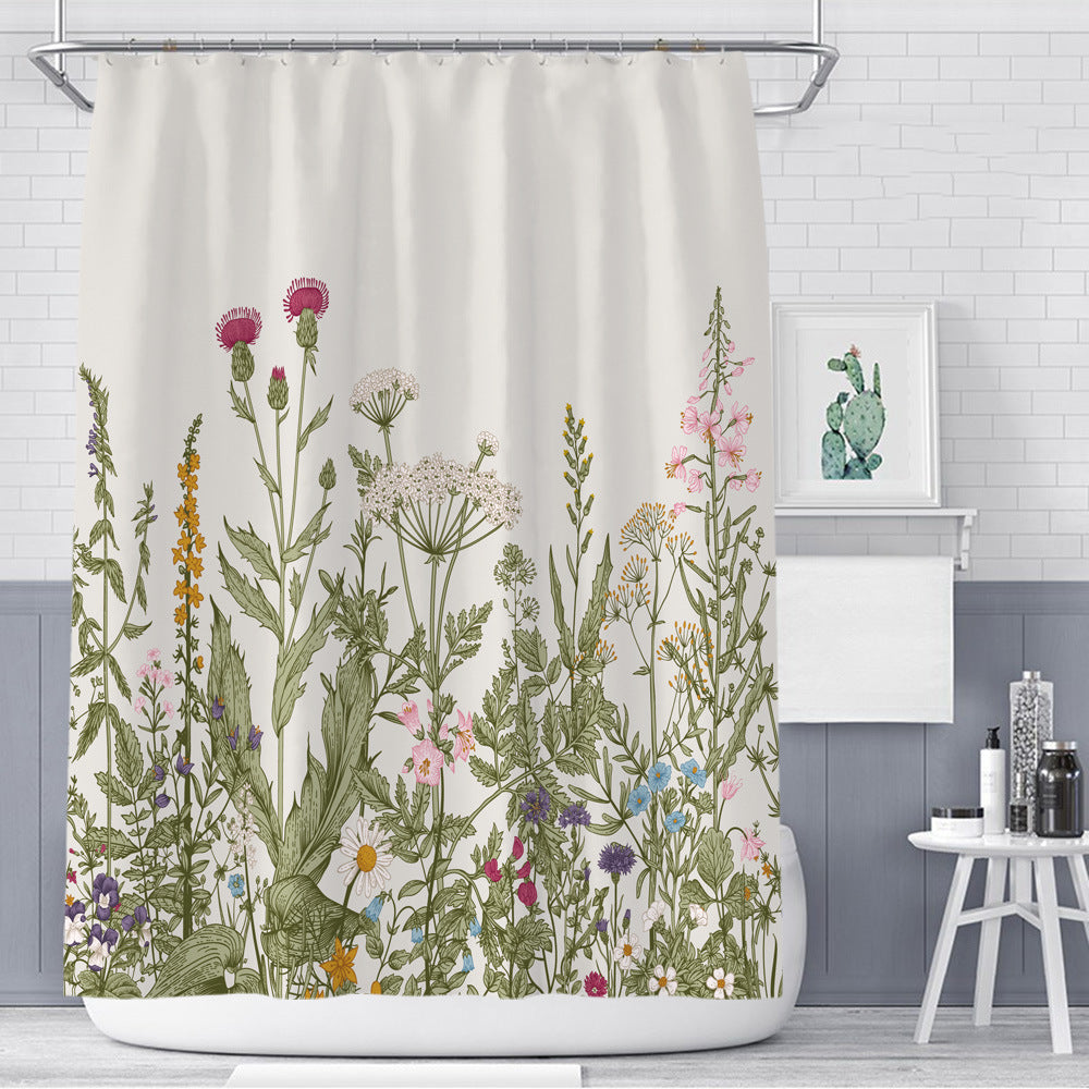 Colorful Floral Shower Curtain | Polyester Decor | Bathroom Elegance