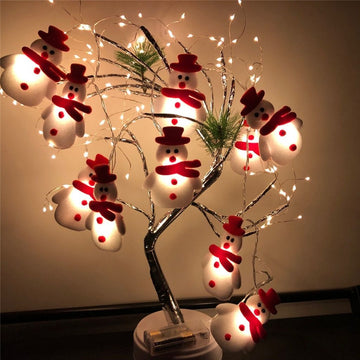 Snowman & Snowflake LED String Lights