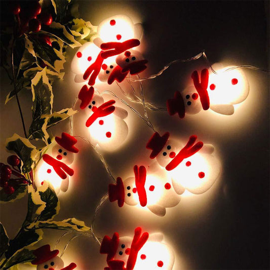 Snowman & Snowflake LED String Lights