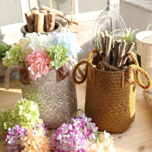 Hand-Woven Rattan Flower Basket | Natural Decor | Artisan Crafted