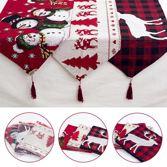 Cotton and Linen Embroidery Christmas Table Runner