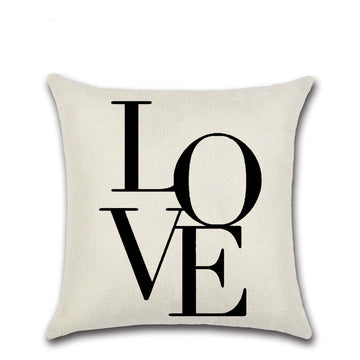 Love Theme Linen Pillow Cover