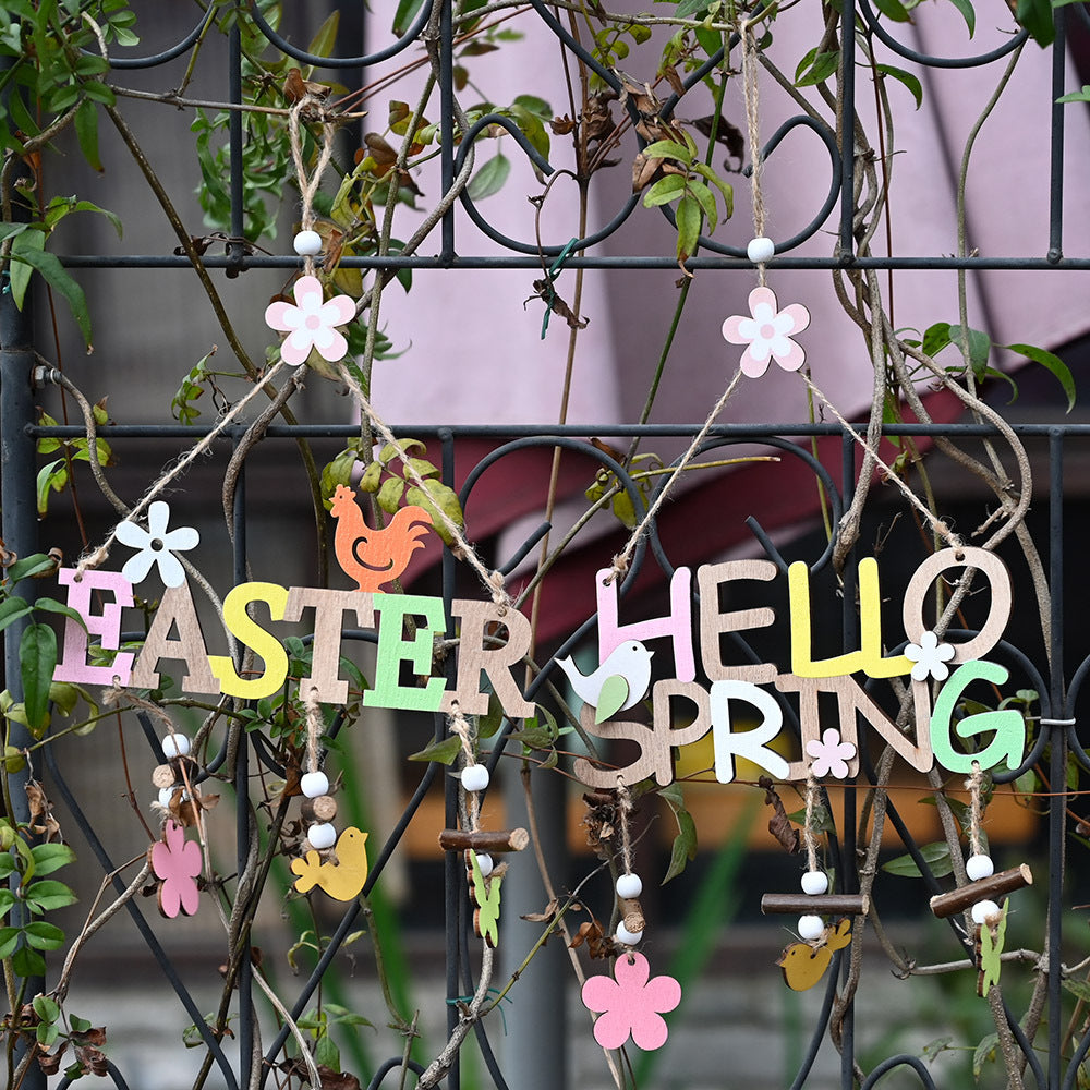 Easter Decorations Easter Wooden Letter Plate Pendant