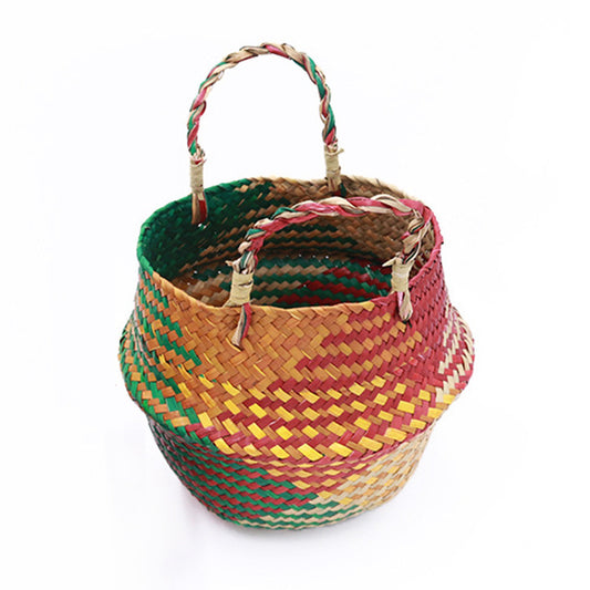 Chic Straw Pot-Bellied Baskets | Flower Display | Home Decor