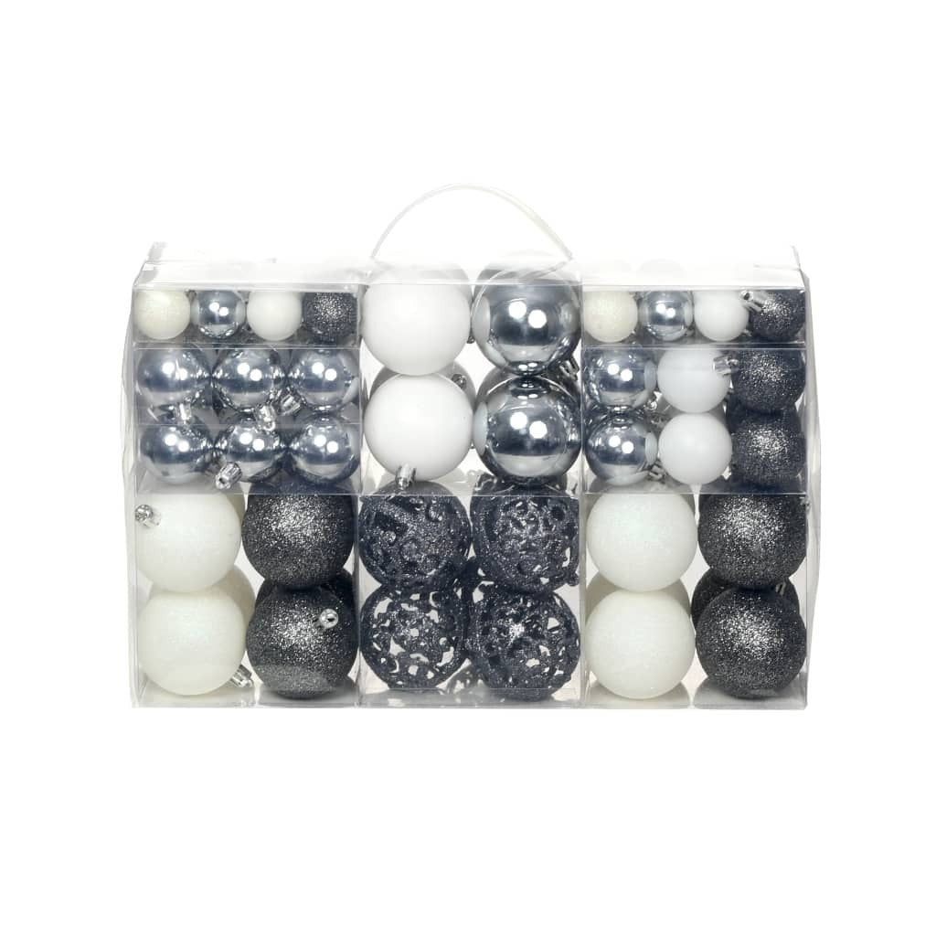 100 Piece Christmas Ball Set White/Gray