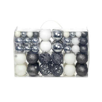 100 Piece Christmas Ball Set White/Gray