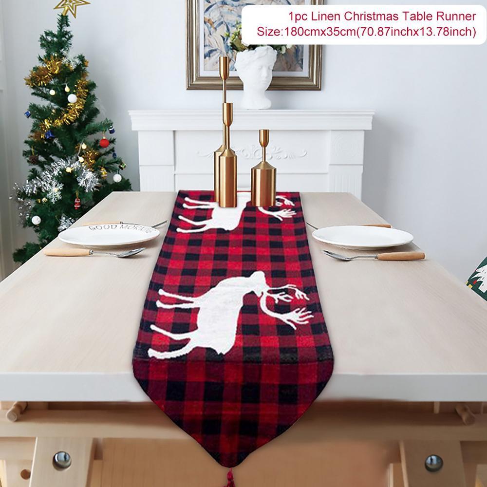 Cotton and Linen Embroidery Christmas Table Runner