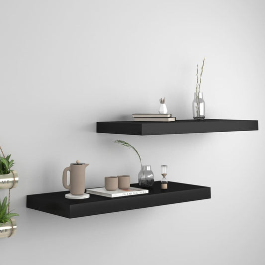 Floating Wall Shelves - 2 Pcs - Black