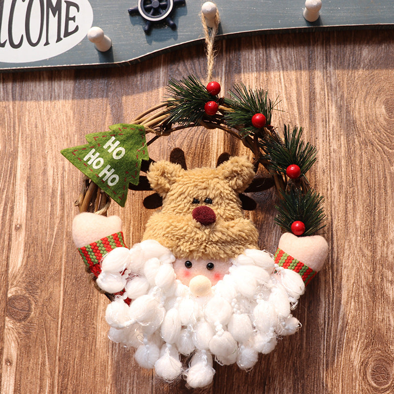 Multi-Pattern Doll Wreath Ornament | Festive Decor | Unique Accent