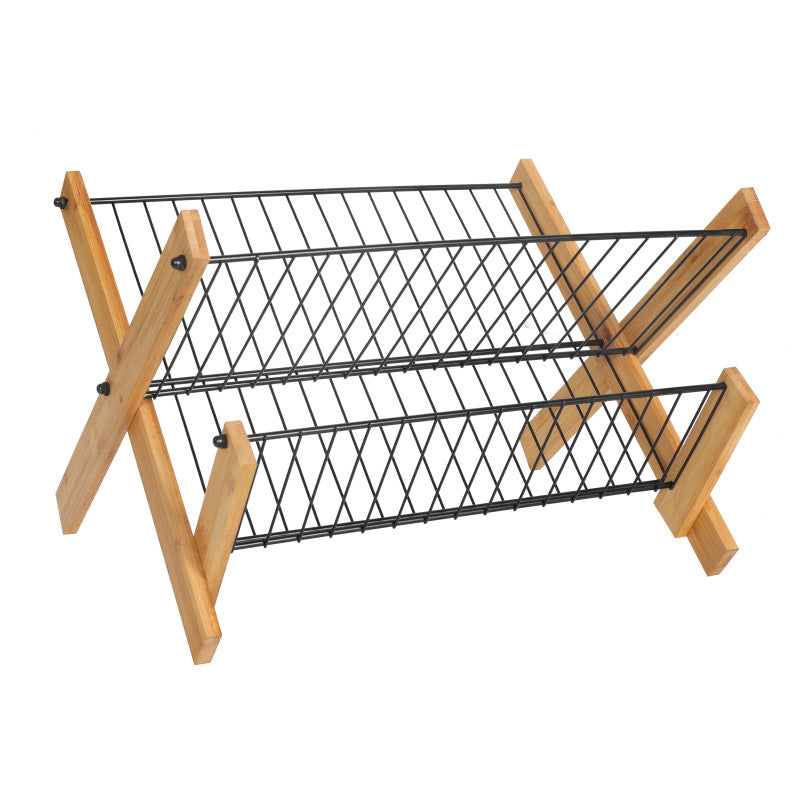 Bamboo Folding Dishes Draining Rack | Space-Saving & Eco-Friendly