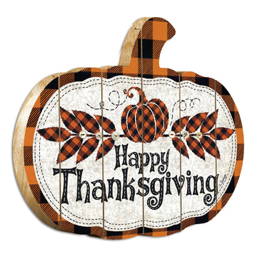 Happy Thanksgiving Plaid Pumpkin Wall Art