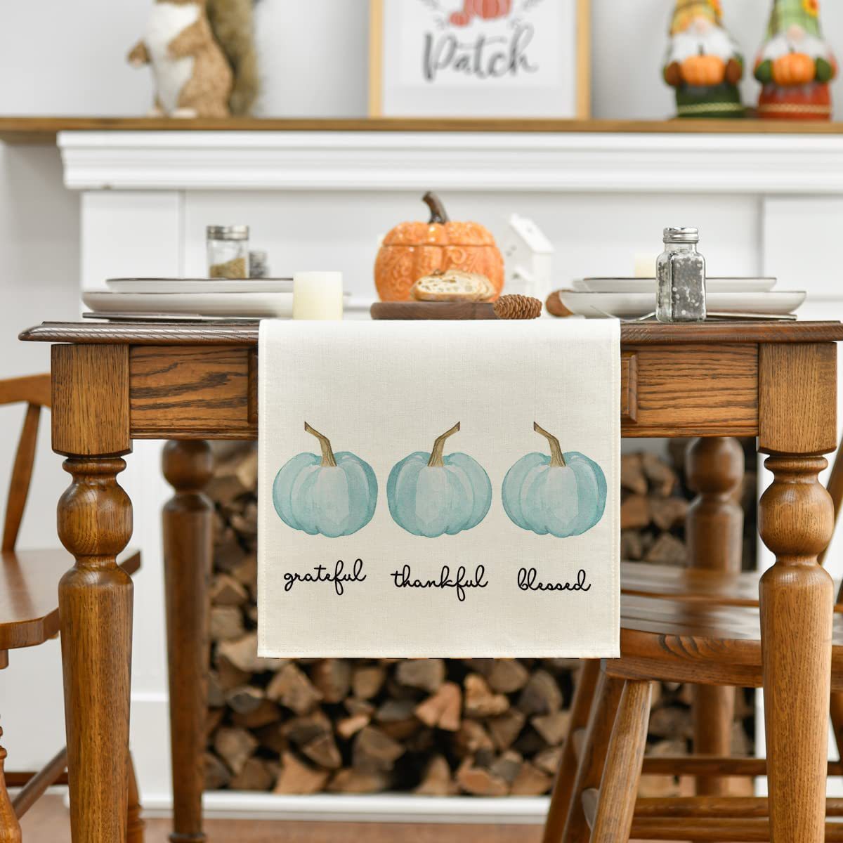 Pumpkin Linen Table Runner | Thanksgiving Decor | Elegant