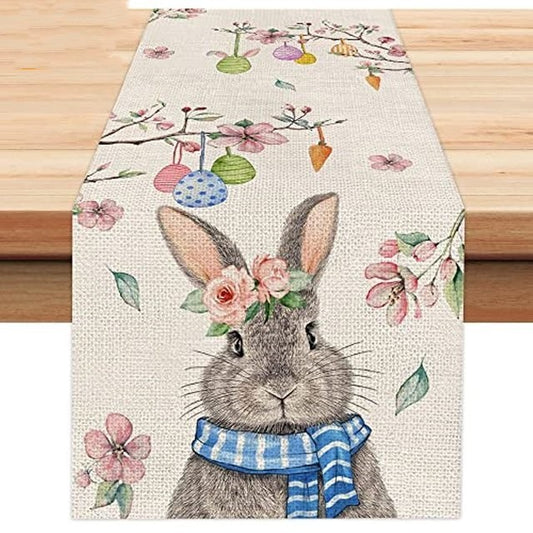 Carrot Bunny Happy Easter Table Runner