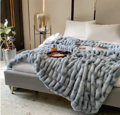 Luxury Faux Rabbit Fur Winter Blanket