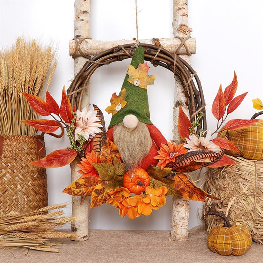 Thanksgiving Nordic Elderly Doll Wreath | Festive Decor | Seasonal Charm