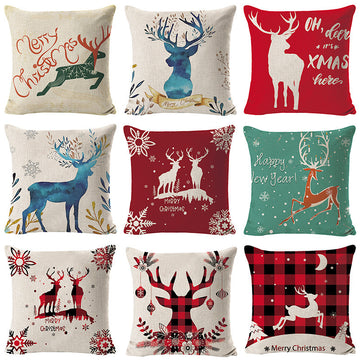 Elk Printing Linen Pillow Cover | Rustic Holiday Decor