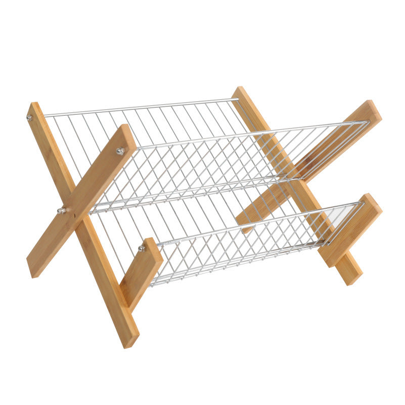 Bamboo Folding Dishes Draining Rack | Space-Saving & Eco-Friendly