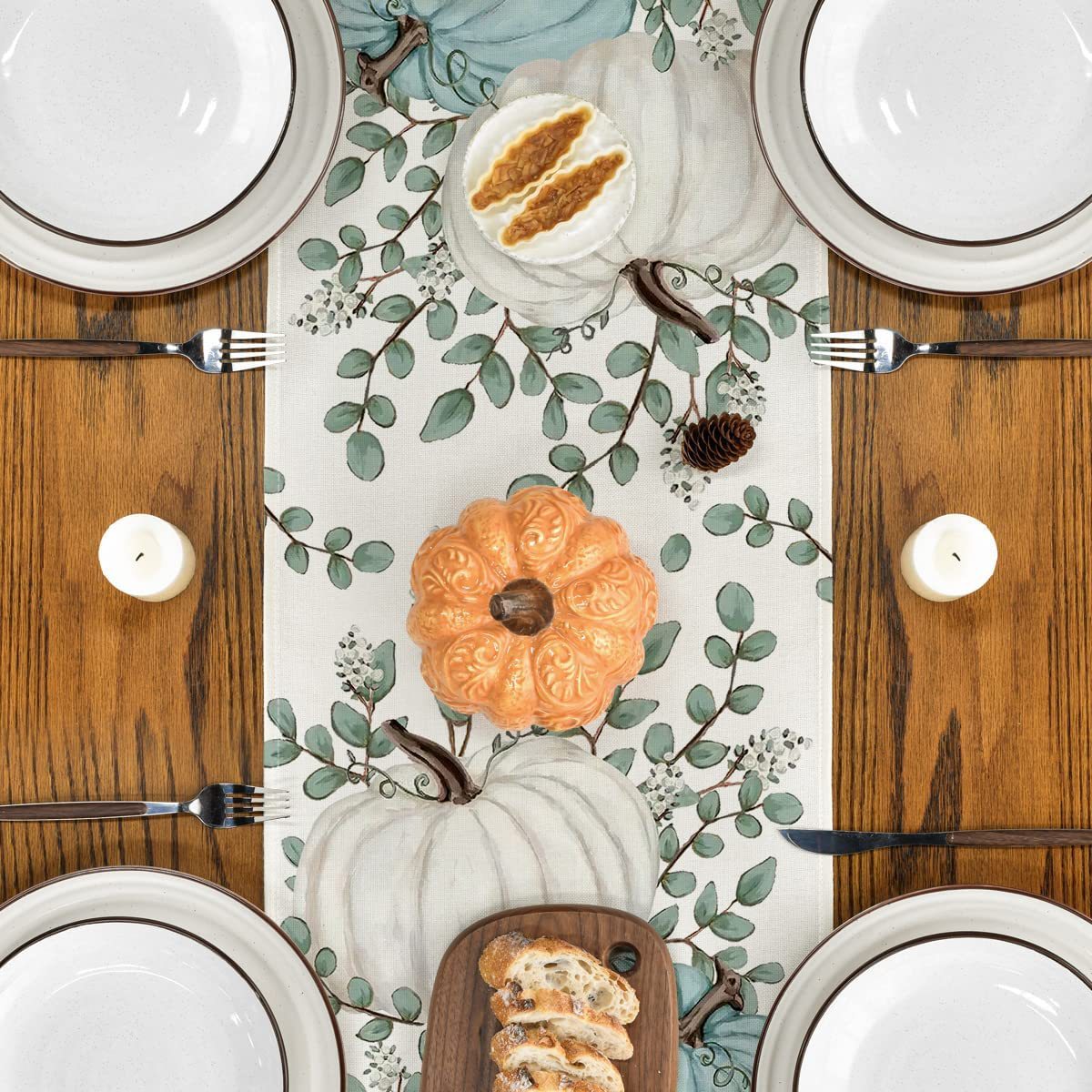 Pumpkin Linen Table Runner | Thanksgiving Decor | Elegant