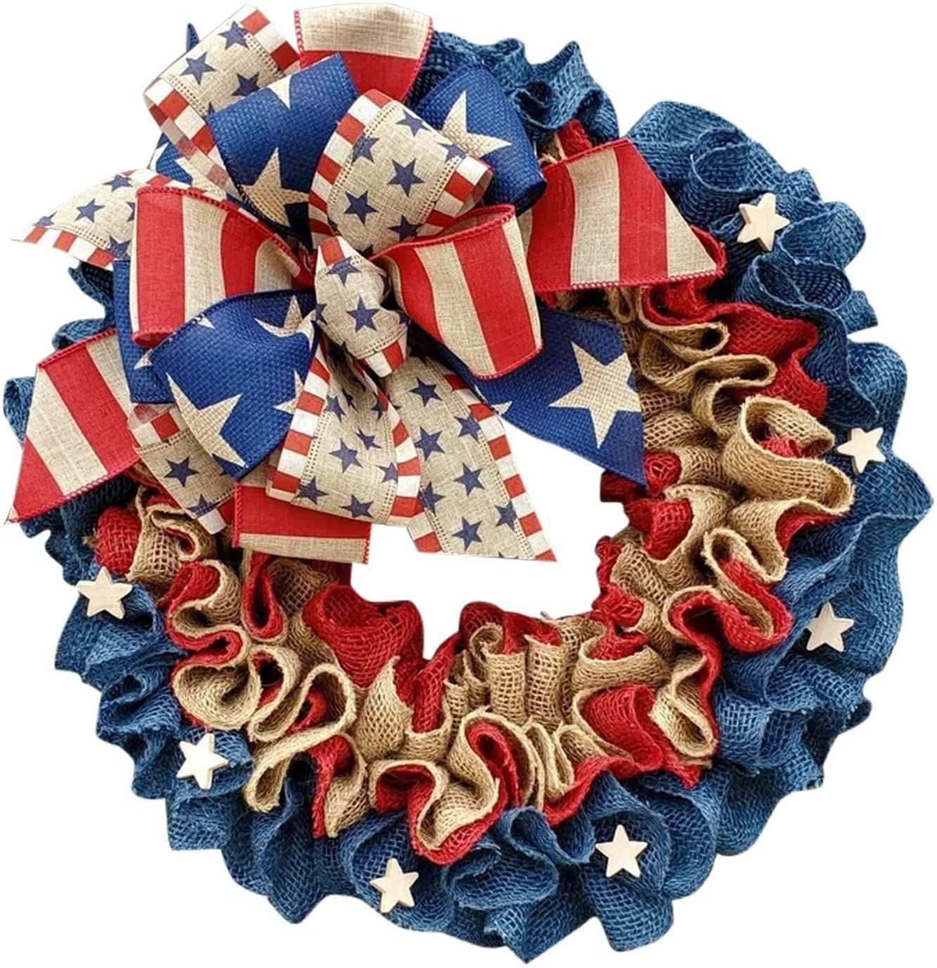 Patriotic Garland | Red, White, Blue Ribbon | USA Flag Decor