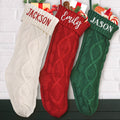 Embroidered Knitted Christmas Stockings | Gift Bag Decor | Holiday Tradition