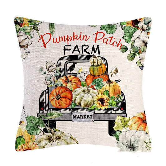 Autumn Pumpkin Maple Leaf Truck Pillow Cover