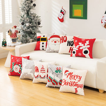 Christmas Towel Embroidery Pillow Cover Holiday Home Decoration