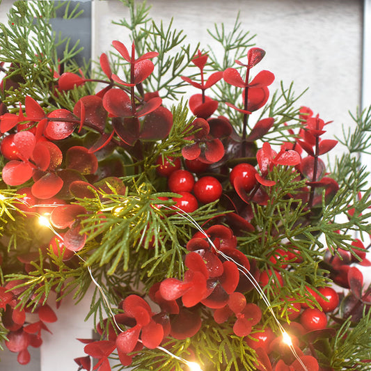 Artificial Cherry Pattern Wreath | Vibrant Holiday Decor | Seasonal Accent