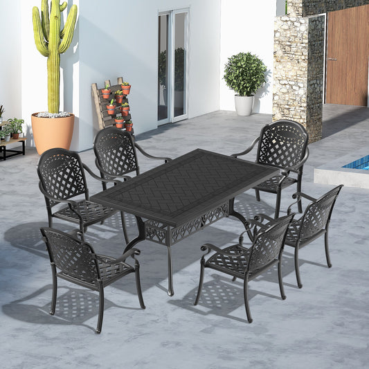 7-Piece Cast Aluminum Patio Furniture With Cushions Set