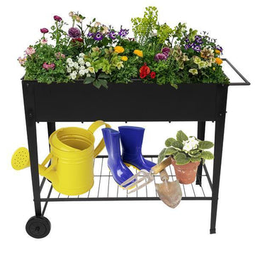 Mobile Metal Raised Garden Bed Cart with Legs