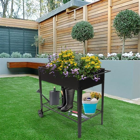 Mobile Metal Raised Garden Bed Cart with Legs