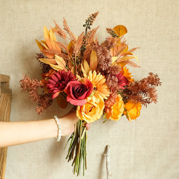 Bouquet Silk Flowers Rose Maple