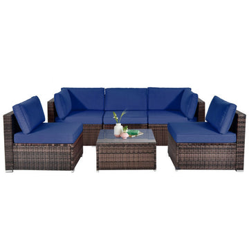 6 Pieces Patio Rattan Furniture Set