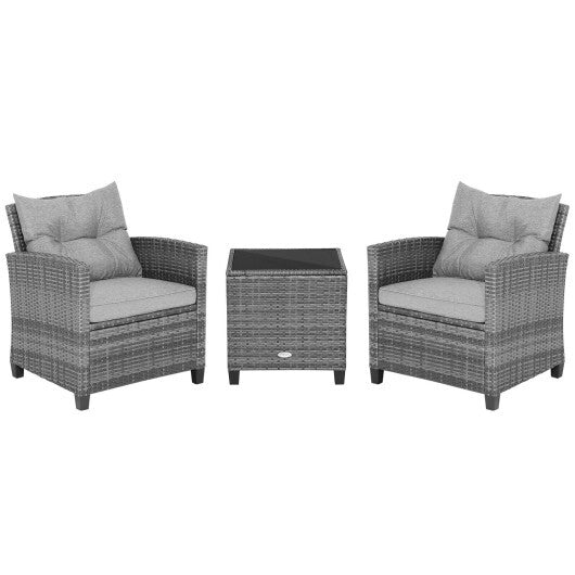 3 Pieces Outdoor Wicker Conversation Set