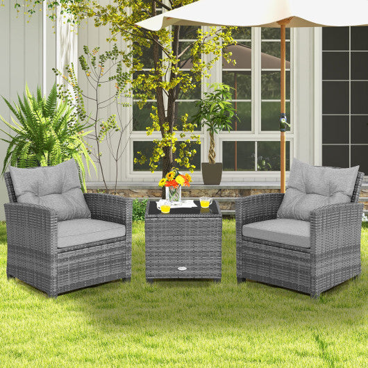 3 Pieces Outdoor Wicker Conversation Set