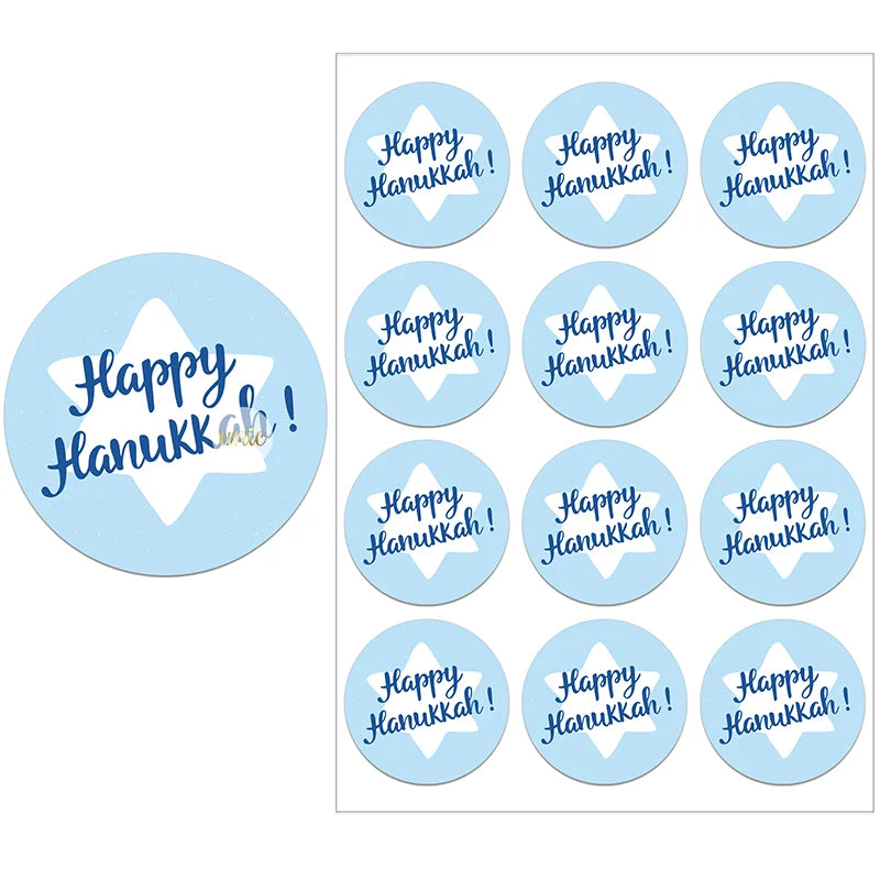 Happy Hanukkah Labels | Festive Gift Tags | Holiday Stickers