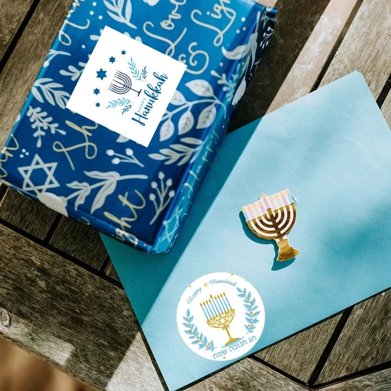 Happy Hanukkah Sticker Labels | Festive Gift Tags | Holiday Fun