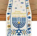 Happy Hanukkah Menorah Table Runner | Elegant Linen Decor