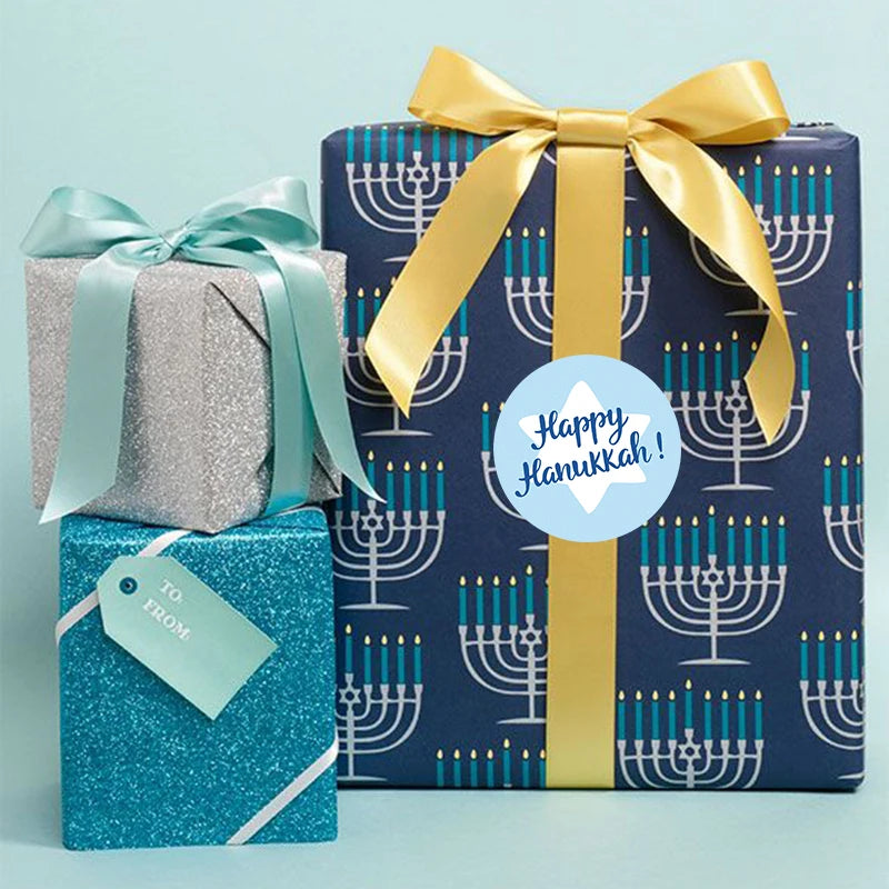 Happy Hanukkah Labels | Festive Gift Tags | Holiday Stickers