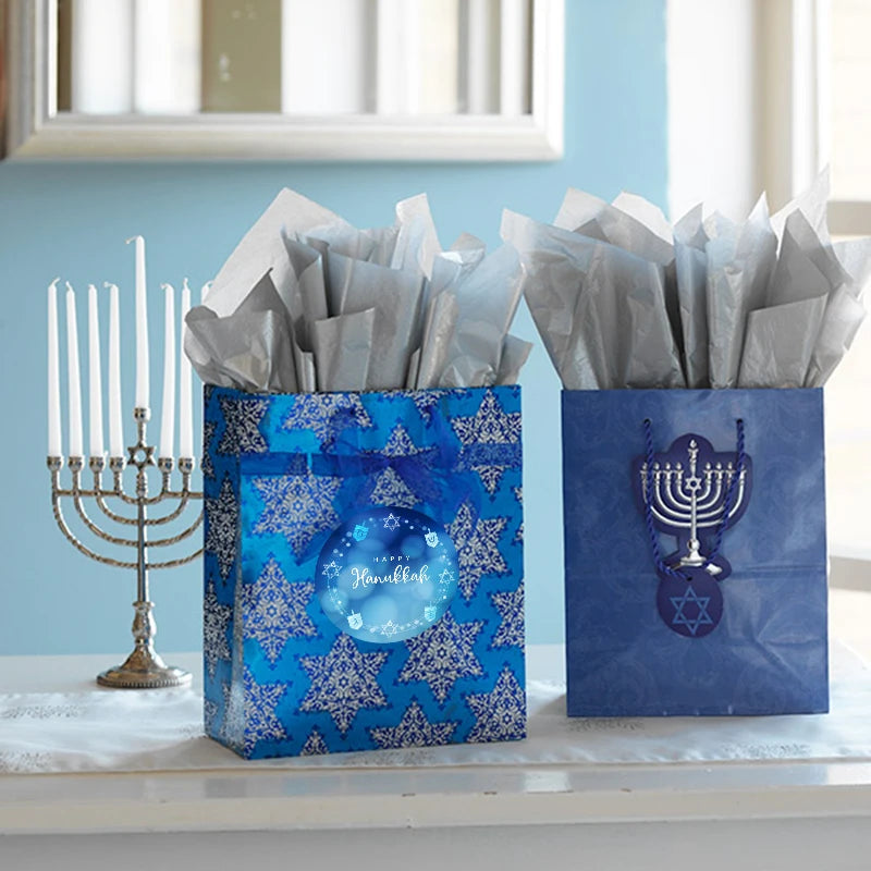 Happy Hanukkah Labels | Festive Gift Tags | Holiday Stickers