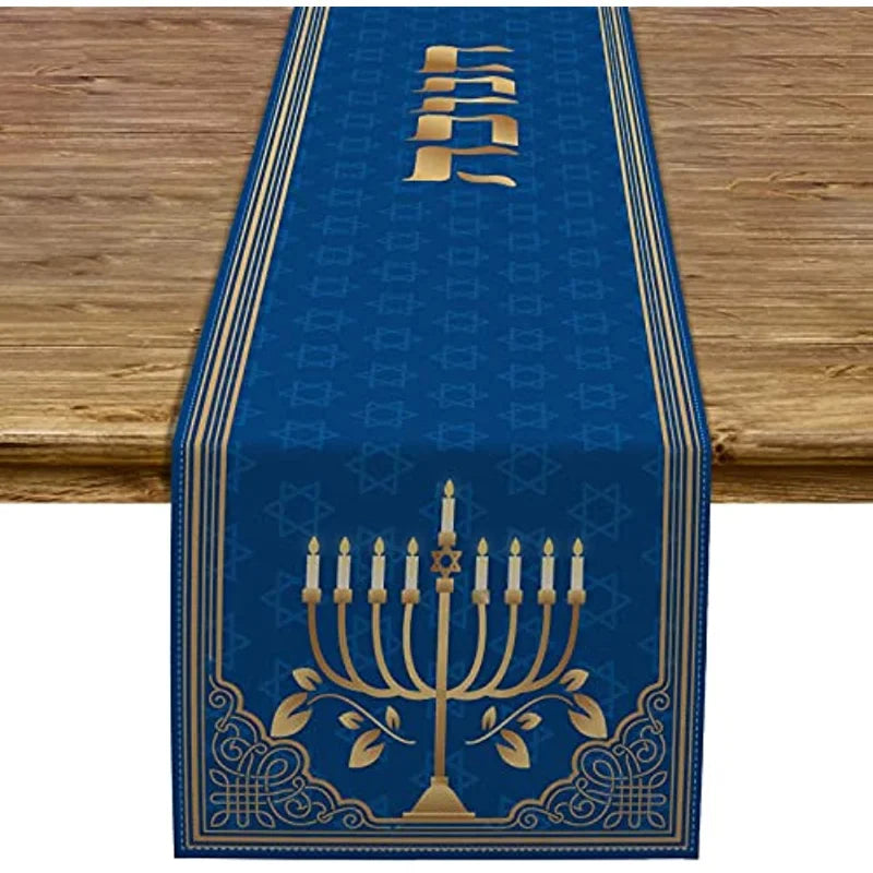 Hanukkah Menorah Table Runners | Festive Decor | Elegant Design