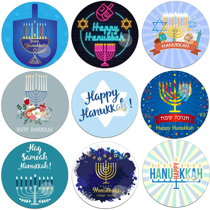 Happy Hanukkah Labels | Festive Gift Tags | Holiday Stickers