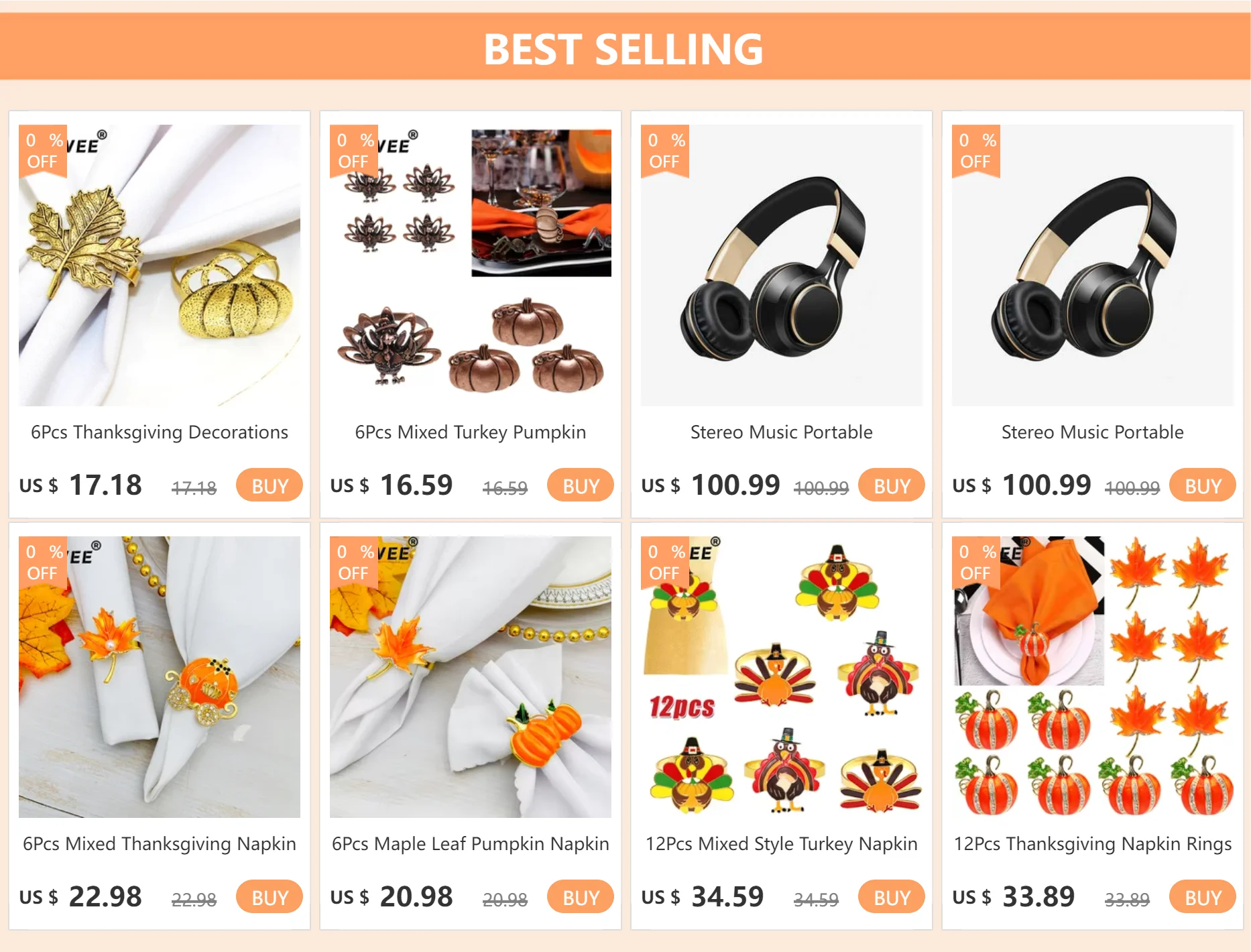 Harvest Pumpkin Napkin Rings | Maple Leaf Design | Festive Table Decor