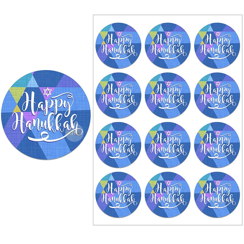 Happy Hanukkah Labels | Festive Gift Tags | Holiday Stickers