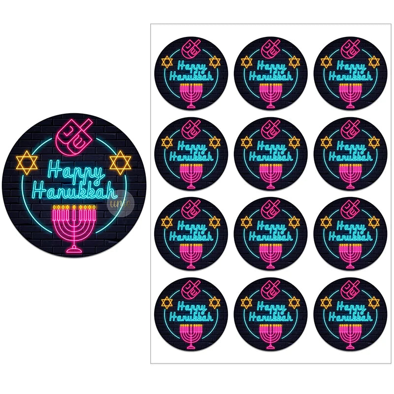 Happy Hanukkah Labels | Festive Gift Tags | Holiday Stickers