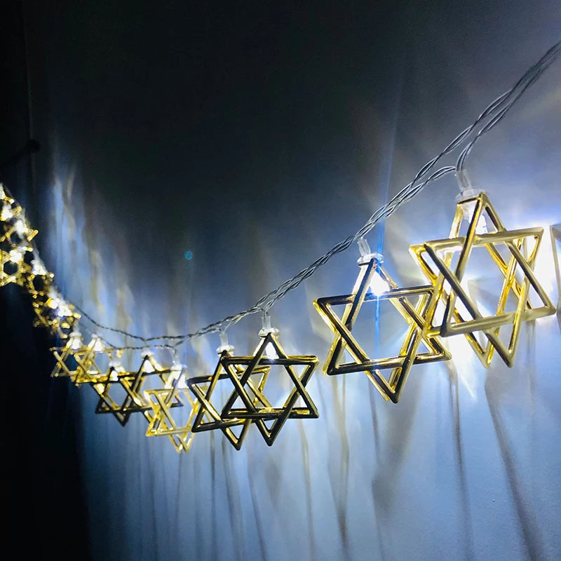 Star of David String Lights | Festive Hanukkah Decor | LED Lighting