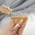 Gold Hanukkah Candlestick & Napkin Ring Set | Elegant Holiday Decor