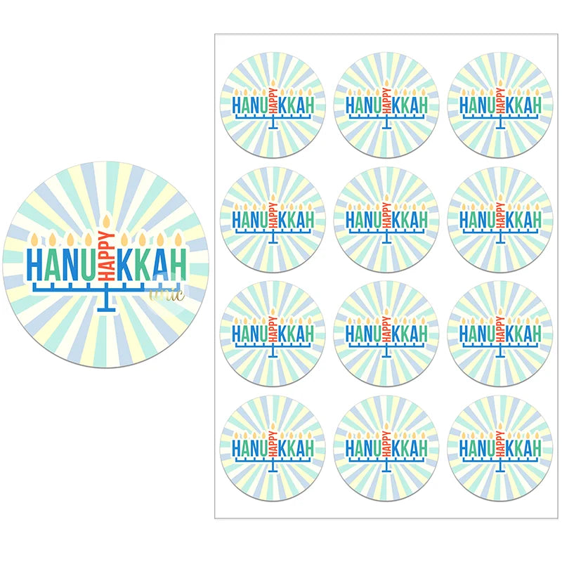 Happy Hanukkah Labels | Festive Gift Tags | Holiday Stickers