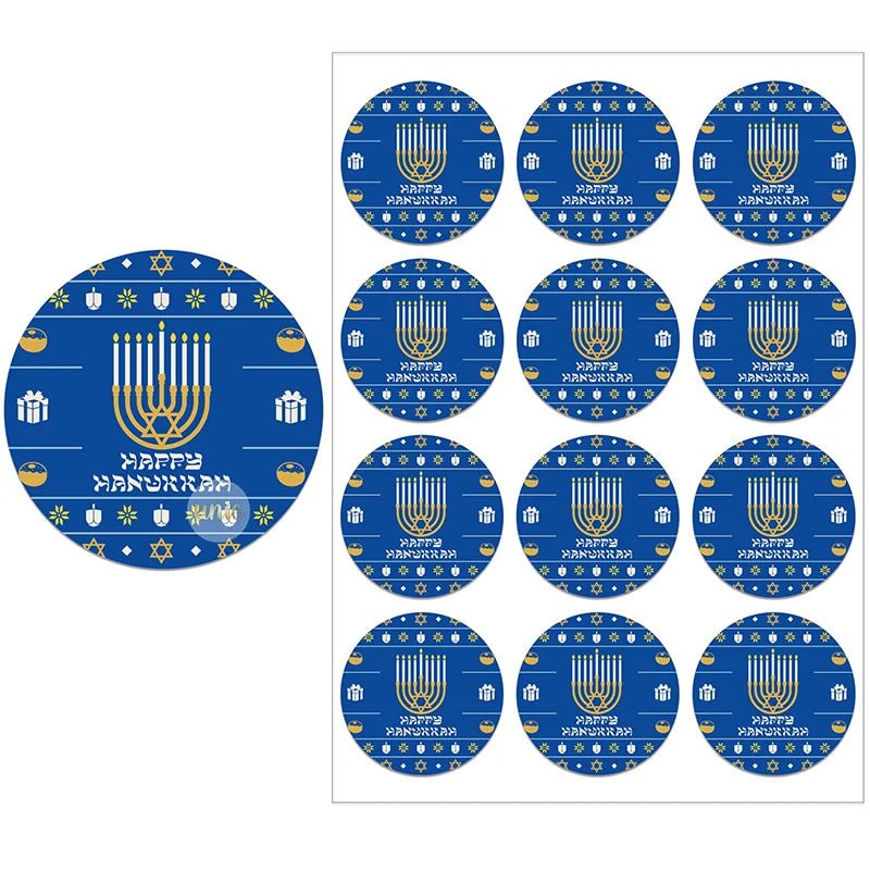 Happy Hanukkah Labels | Festive Gift Tags | Holiday Stickers