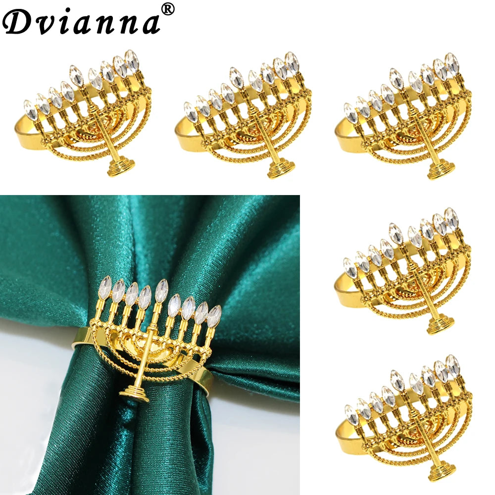 Rhinestone Hanukkah Napkin Rings | Elegant Table Decor